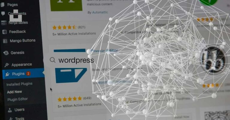 WordPress AI Assistant concept image showing an abstract AI network