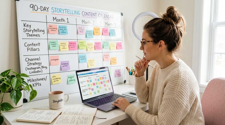 90 day storytelling content calendar framework structure