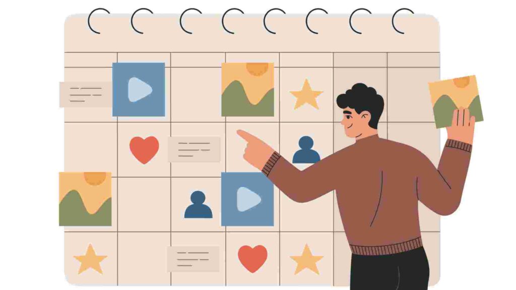 Content calendar template for social media growth planning on digital marketing dashboard