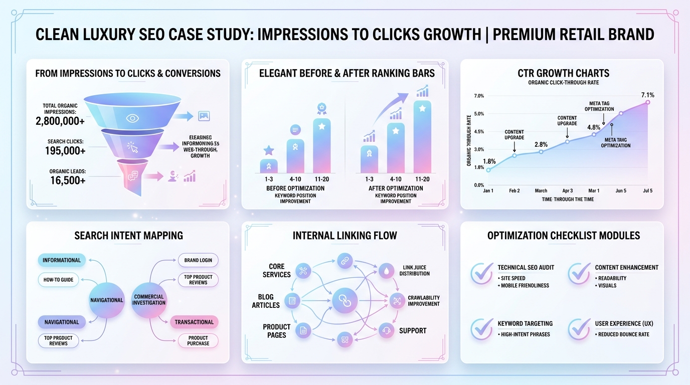 Google impressions into clicks SEO case study showing ranking and CTR improvement plan