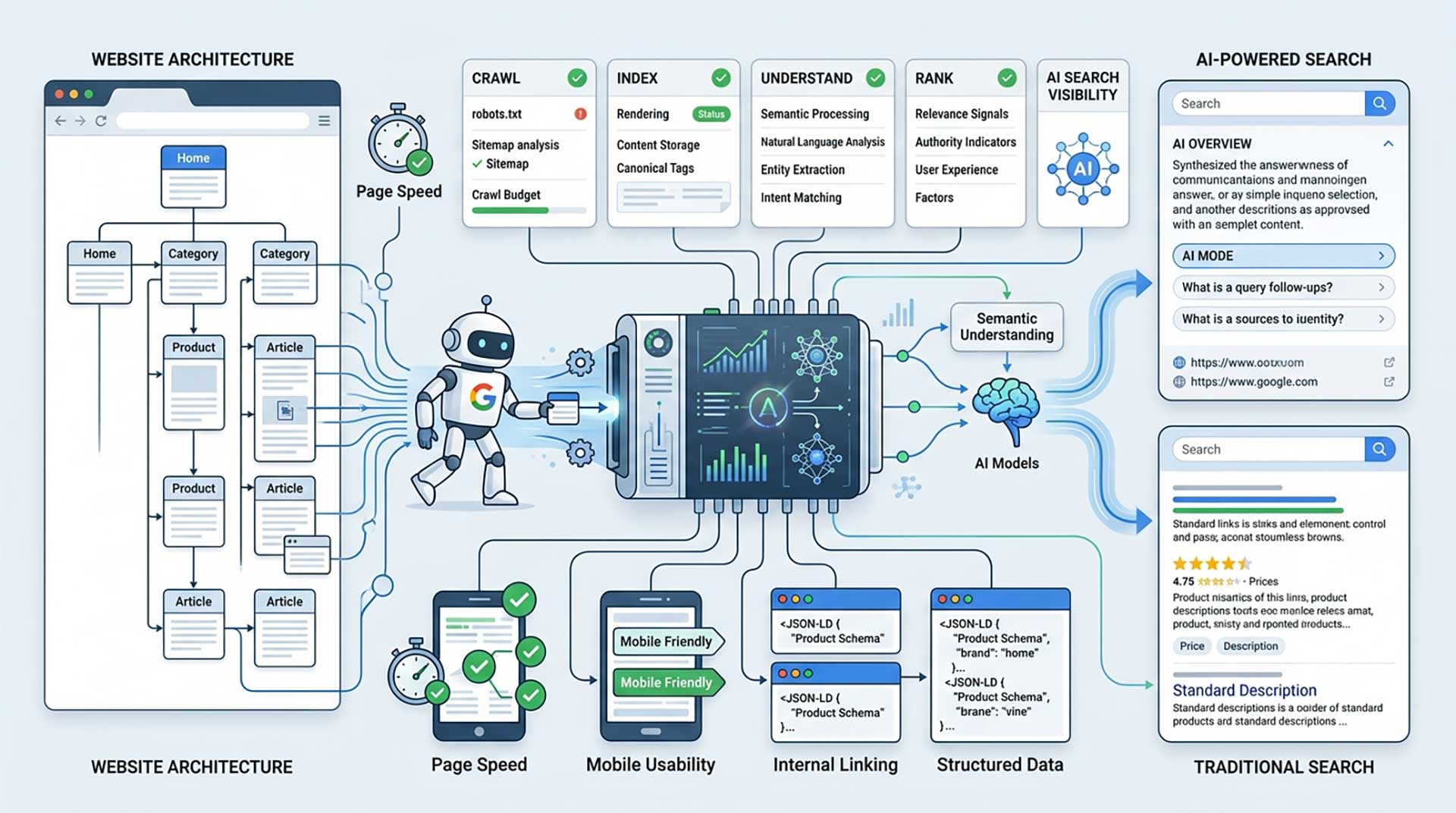 Generative AI SEO guidance technical SEO checklist for AI Overviews and AI Mode