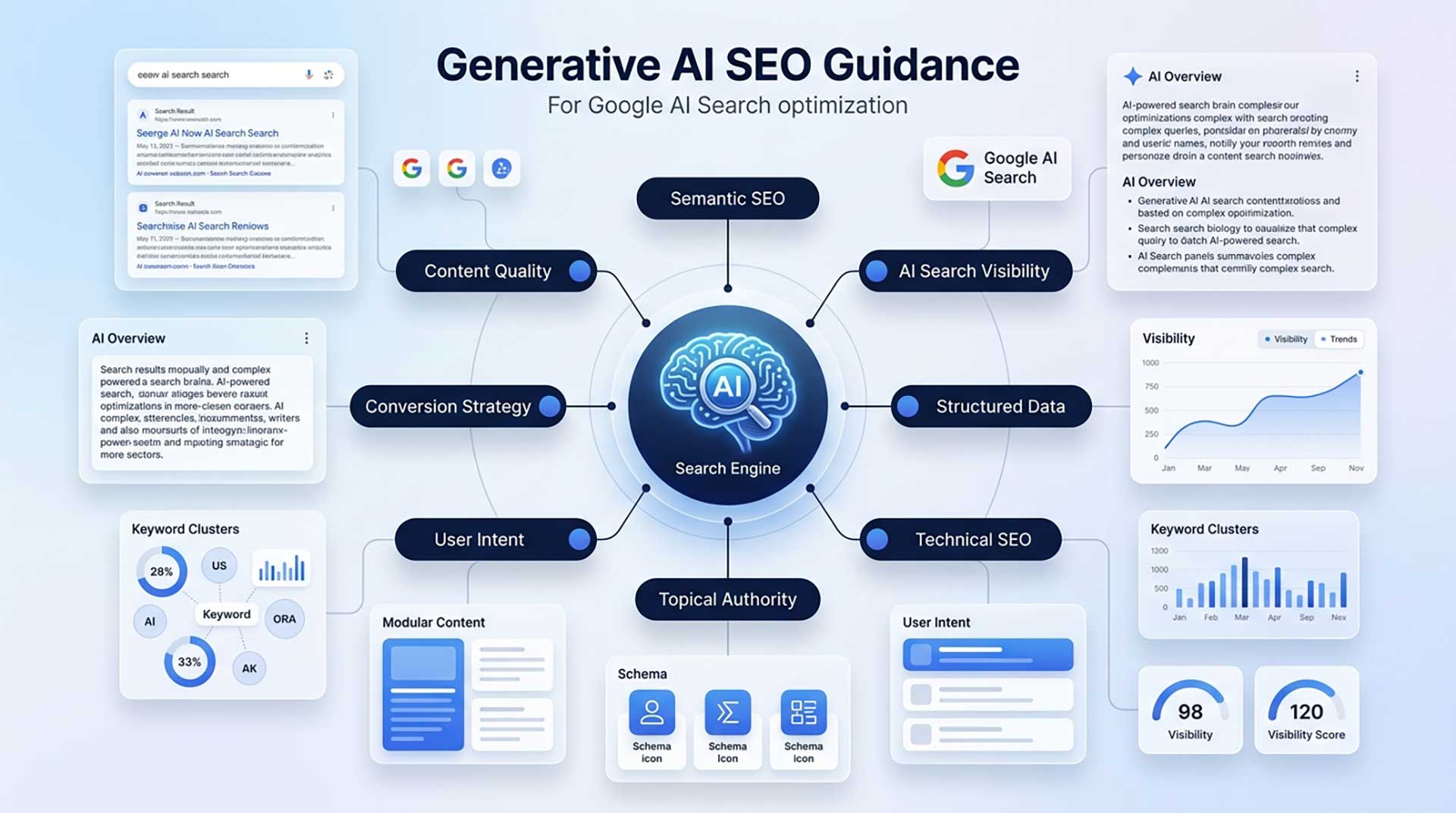 Generative AI SEO Guidance framework for Google AI Search optimization and AI search visibility
