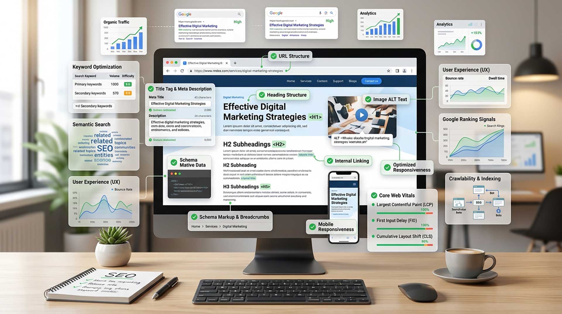 On-page SEO elements that improve Google rankings and page experience