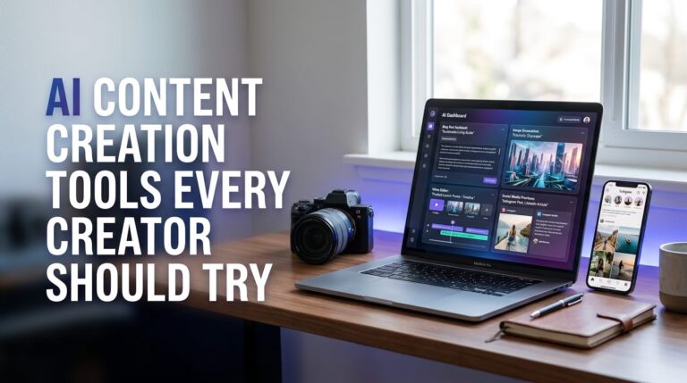 AI content creation tools for creators to write blogs, design graphics, edit videos, and create social media content.